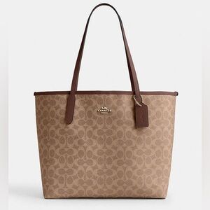 Coach F36658 Signature Reversible PVC City Tote Brown